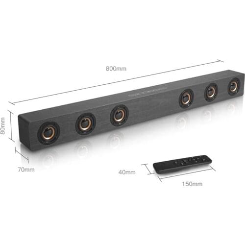 HYASIA TV Soundbar Bluetooth Speaker Wooden Sound Bar HiFi Stereo Remote Control Support AUX/HDMI/Clock Display for Home Theater