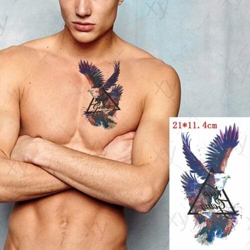 Waterproof Temporary Tattoo Sticker Triangle Word Eagle Bird Ins Body Art Back Belly Arm Fake Tatoo Flash Tatto for Women Men
