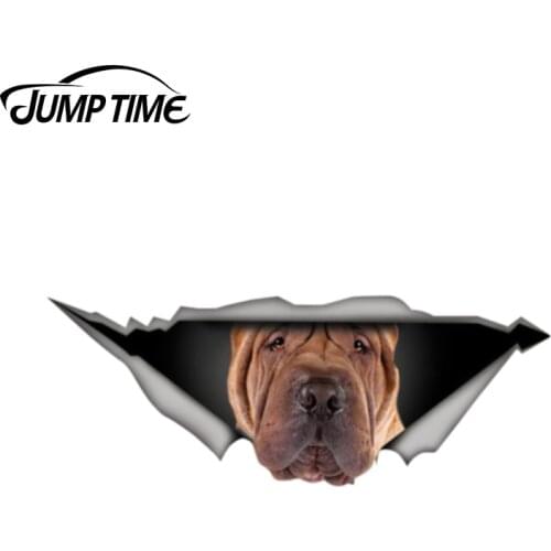 Jump Time 13cm x 4.8cm Sharpei decal 3D Pet Graphic Vinyl Decal Car Window Laptop Bumper Animal Car Stickers