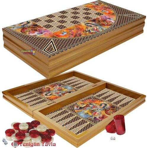 Yenigün Elegance Laila Large Size Backgammon Set High Grade Backgammon Chess Travel Chess Set Beautiful Wooden Chessboard