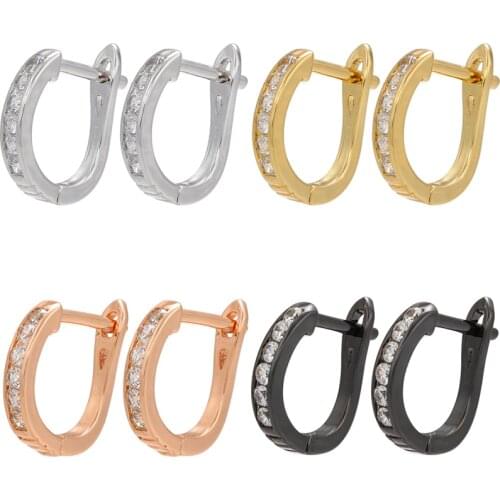 ZHUKOU NEW gold silver color Irregular D Shape hoop Earrings Simple CZ Crystal women Earrings Fashion Jewelry Wholesale VE430