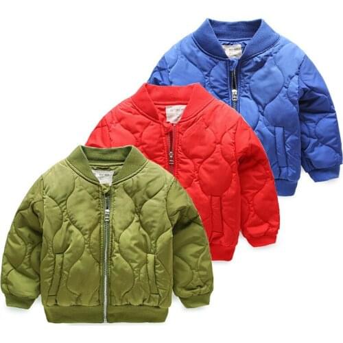 2020 Winter Kids Thick cotton Coat Fashion sweatshirts Baby Boys girl Outerwear Warm clothes Solid color Stand collar 2-7Y old