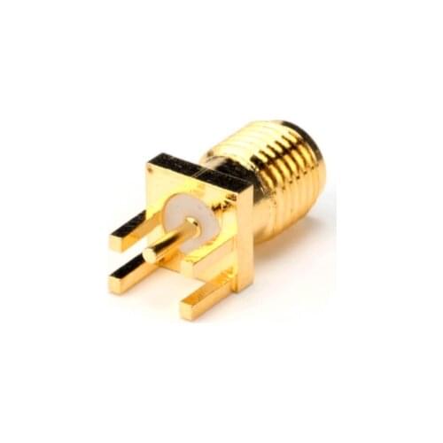 100PCS 1.6mm SMA Female Jack Solder Nut Edge PCB Clip Straight Mount Gold Plated RF Connector Receptacle Solder adaptor