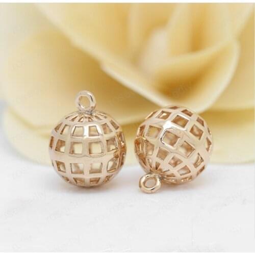 6PCS 12.5x16MM 24K Champagne Gold Color Plated Brass Hollow Ball Charms Pendants High Quality Diy Jewelry Accessories
