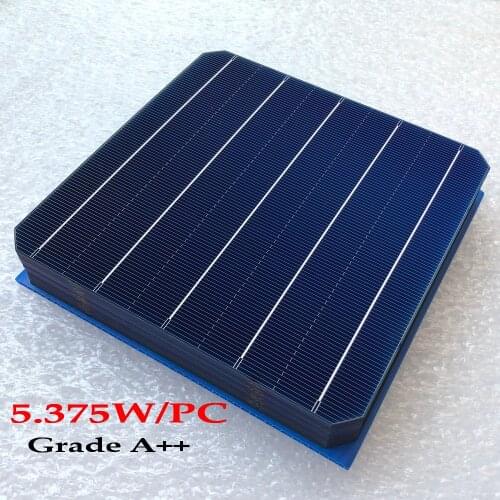 50PCS 5BB high efficient 5.375w 156*156MM Photovoltaic monocrystalline Silicon solar Grade A for home solar cell DIY use