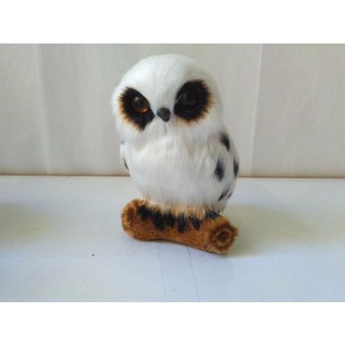 White owl with trunk model,polyethylene&furs 10x7cm simulation night owl prop handicraft decoration gift a1790