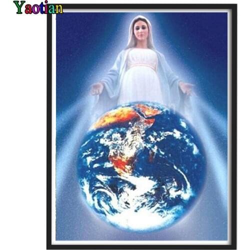Religious virgin mary earth DIY Diamond Painting 5d Cross Stitch Diamond Embroidery landscape Needlework Picture Of Rhinestones