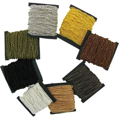 1m/lot Bracelet Necklace Chains 2.5/3.5/4.5mm Silver Gold Color Link Chain for DIY Jewelry Earring Findings Making Accessories