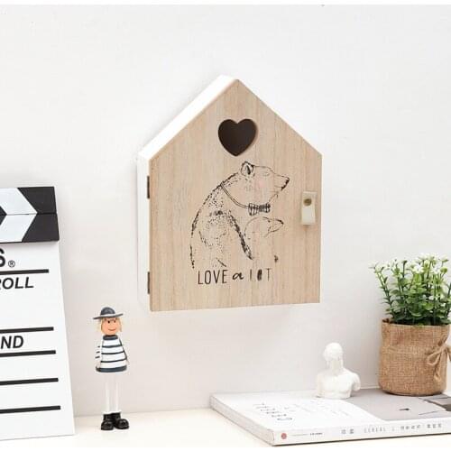 Wooden Key Storage Box Wall Hanging Home Decor Figurines Nordic INS Key Storage Rack Hooks Home Organizers