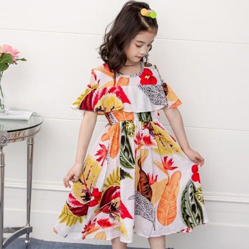 Children Dresses For Girls Summer Dress Flower Casual Dress Pattern Girls Clothing Short Sleeve Child Clothes for 3-14Yrs