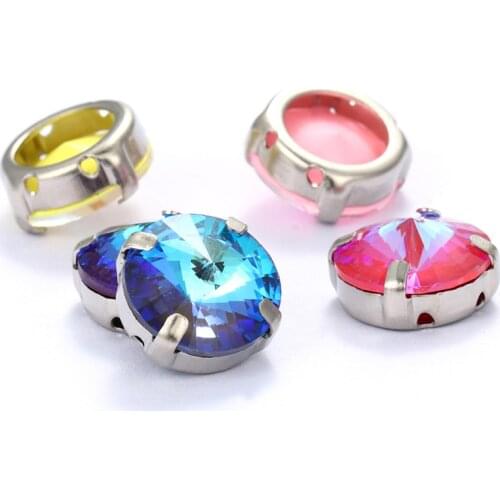 Mocha Fluorescence Round Rhinestones Claws Hollot Out Copper Claw Crystals Rhinestone Round Shape Rivoli Crystals Strass