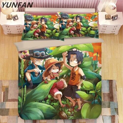 3D Anime One Piece Duvet Cover Sets 3D Bedding Set Luxury Comforter cover Pillowcase single double king green quilt cover sets