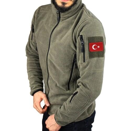 Ay Yıldız Turkish Flag Arma Military Tactical Winter Fleece Coat Jacket Black Green Sand Color