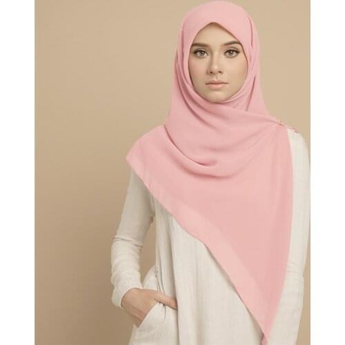 110*110cm Square Chiffon Hijab Scarf Women Muslim Soft Head Scarf Islamic Solid Color Shawls and Wraps Headband Musulman Scarves