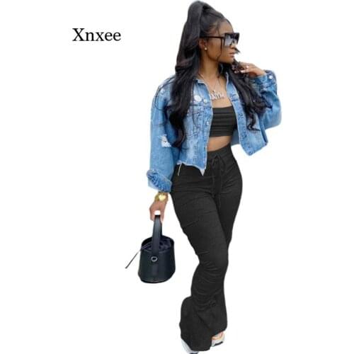 Summer Womens Solid Color Two-Piece Sportswear Fashion Off-The-Shoulder Short Jacket Stacking Horn Jogging Pants Suit