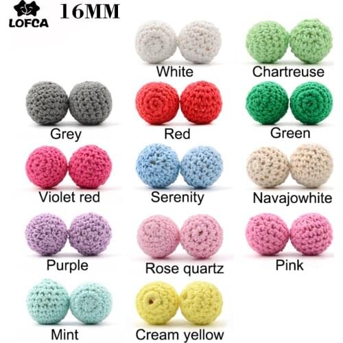 LOFCA 20pcs Wooden Crochet Beads 16mm Food Grade Rodent DIY Baby Pendant Necklace Baby Teether childrens products