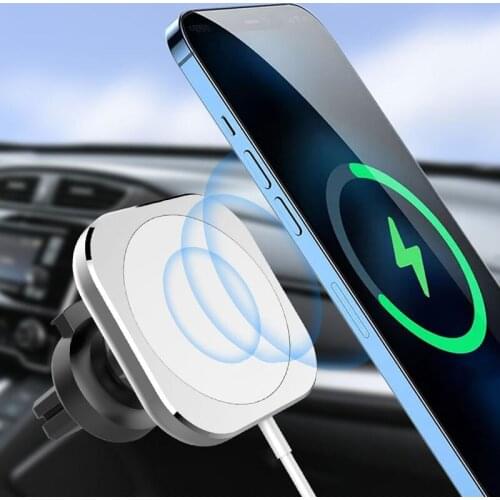 For iPhone 12 magsafe Car Charger 15W HaloLock Magnetic Fast Wireless Charging For apple12 Air Vent Mount Magsafing Phone Holder