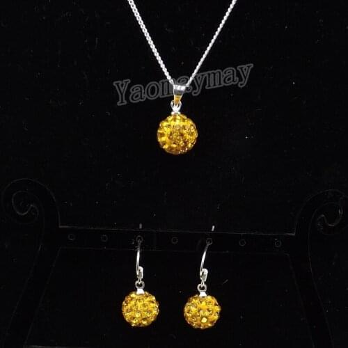 Fashion Jewellery Set Gold Color Disco Ball Pendant Earrings And Necklace For Women 10 Sets Wholesale