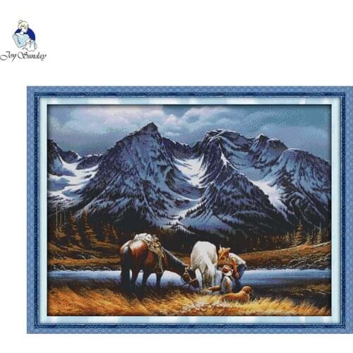 Romances Under the Snow Mountains Counted Printed on Fabric Cross Stitch kits Embroidery Needlework Sets Home Decor Accessories