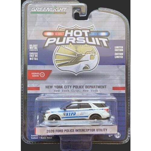 NEW GREENLIGHT 1:64 HOT PURSUIT 2020 FORD POLICE INTERCEPTOR UTILITY NYPD Collection of die-cast alloy car models toys gifts