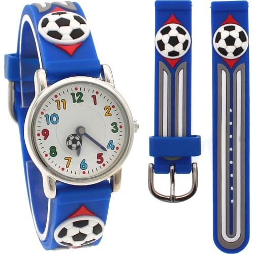 New 3D Cartoon fashion silicone football kids Watch Children Girls Boys Students Quartz Wristwatches relogio kol saati clock A26