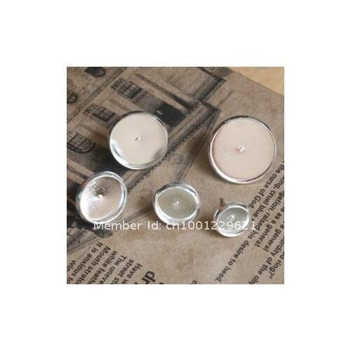 Wholesale Silver Plated 8 10 12 14 16mm Pad Earring Base Earring Blanks NICKEL Lead FREE Earring Back 500pcs/lot jewelry finding