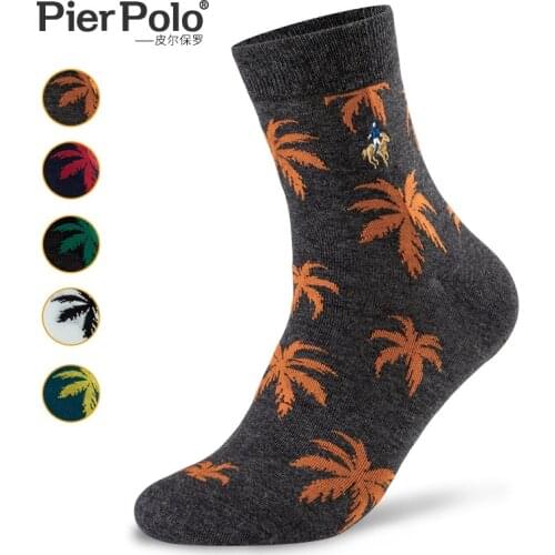 PIER POLO Casual Men Socks 5/Pairs High Quality Brand Cotton Socks Embroidery Fashion Men Crew Socks Manufacturer Wholesale