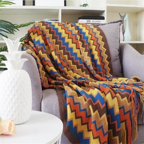 Multi-Size Bohemian Knitted Throw Blanket for Sofa Sectional Sofa Covers Towel for Living Room Sofa Cover With Tassels