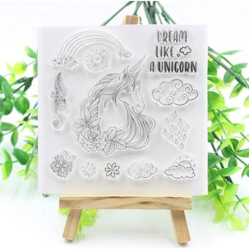 Cute Unicorn Transparent Clear Silicone Stamps for DIY Scrapbooking/Card Making/Kids Christmas Fun Decoration Supplies 235