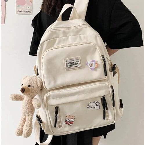 EnoPella Fashion Backpack Waterproof Nylon For Women Laptop Ladies Cute Female Rucksack Kawaii Student Men Black BookBag Mochila