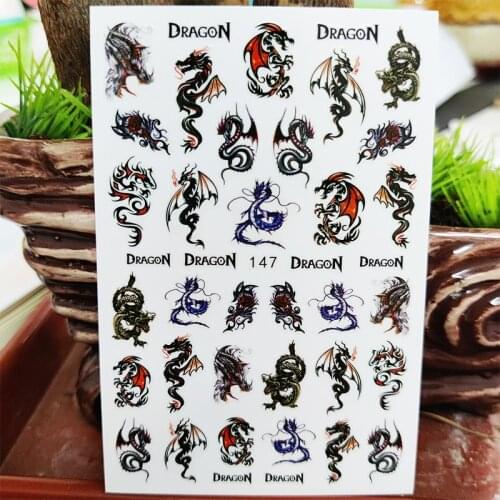 3D Nail Sticker Decals Self-adhesive Stickers for Nails Mighty Cute Dragon Design Stickers for Manicure Nail Art Decoration