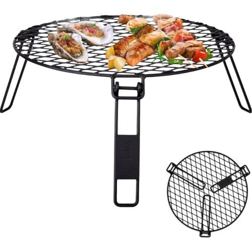 Folding Barbecue Grill Heavy Duty Steel Portable Rack Premium Iron For Outdoor Camping Barbecue Picnic Cooking Boiling Water