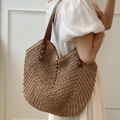 Straw Bags for Women Designer Tote Boho Bolso Playa Grande Sac Ete 2021 Bolsas Femininas Baratas Fashion Shopper Shoulder Casual