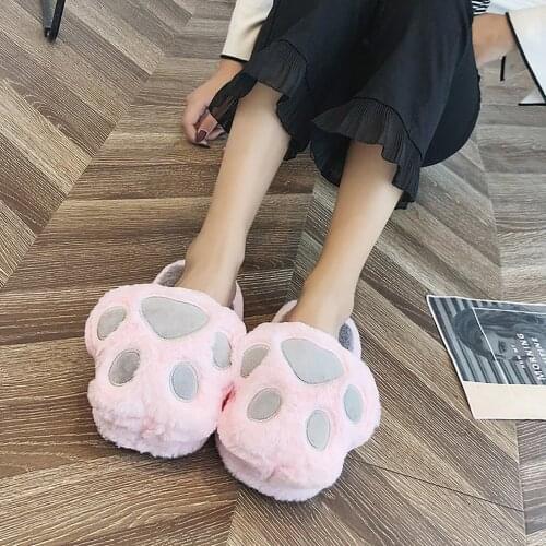 Comfortable Warm Cartoon Cat Claw Slippers Plush & Warm Cute Girls Flats Non-Slip Flats Cat Claw Shoes Anti-skid Grip
