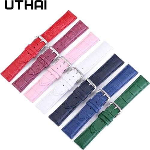 UTHAI Z11 New Watch Bracelet Belt Woman Watchbands Genuine Leather Strap Watch Band 10-24mm Multicolor Watch Bands