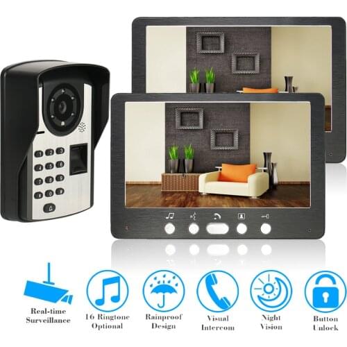 FREE SHIP 7" Screen Video Door Phone Doorbell Intercom System + Password +Fingerprint Camera forFamily Apartment