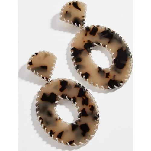 Pickett Resin Drop Earrings Oval Dangle Featuring Whipstitched Handmade Jewelry