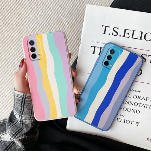 For OPPO A53 A53S A5 A9 2020 Case Soft liquid Silicone Square rainbow Skin protective Back Cover Case For OPPO A93 A72 5G shell