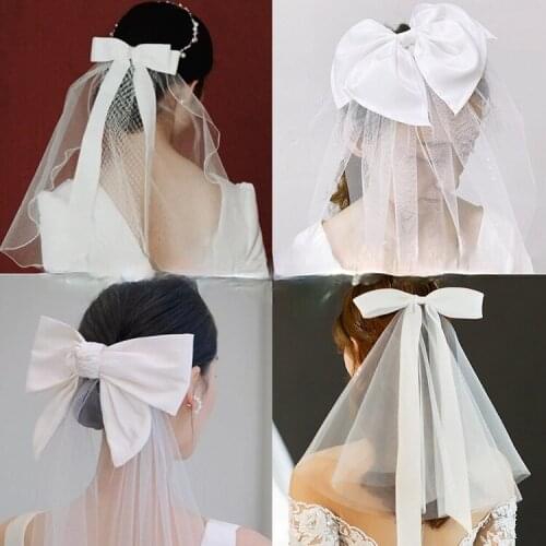 New Products Bridal Headdress Bowknot Veil Hairpin Bridal Wedding Hair Accessories Travel Photography Accessories Wholesale
