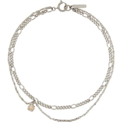 Europe and the United States new silver color metal chain asymmetric cross long necklace womens accessories