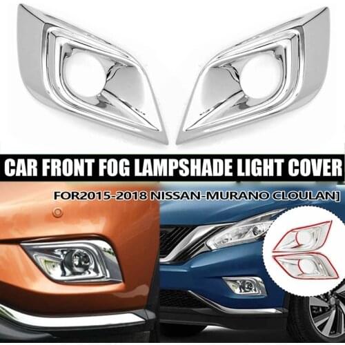 1Pair Car Front Fog Light Lamp Covers Chrome Plated ABS Fog Light Shell for Nissan Murano 2015-2018