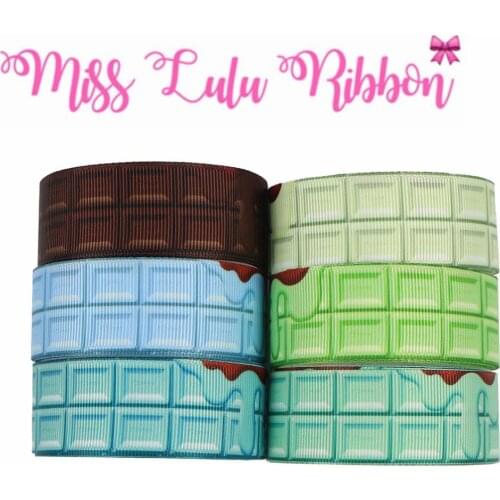16mm-75mm Sweet Chocolate Series Macaron Color Printed Grosgrain/Foe Ribbon DIY Hair Bowknots Spring 50yards/roll
