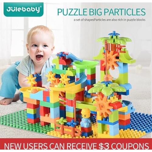 232 pcs Construction Marble Race Run Maze Balls Track design building blocks toys Compatible with Duplo Big Size brick