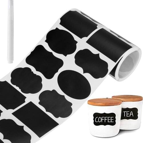 250pcs/Roll Waterproof Chalkboard Kitchen Spice Label Stickers Home Jars Bottles Tags Blackboard Labels Stickers With Marker Pen