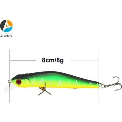 AI-SHOUYU 5pcs/Lot NEW Magnetic Hard Bait Fishing Minnow Wobbler 80mm 8g Artificial Swimbait With 2 Hooks Fishing Lure Tackle