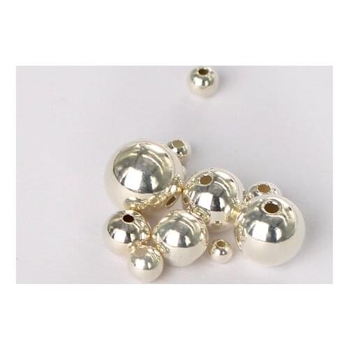 S925 sterling silver beads loose pearlescent pearl accessories silver jewelry diy necklace handmade chain round beads every bead