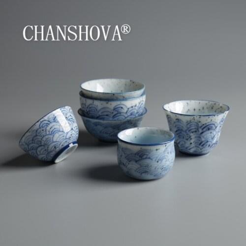CHANSHOVA 50-90ml Chinese retro style Handmade Hand Painted Blue and white Porcelain tea cup Chinese ceramic cup H514