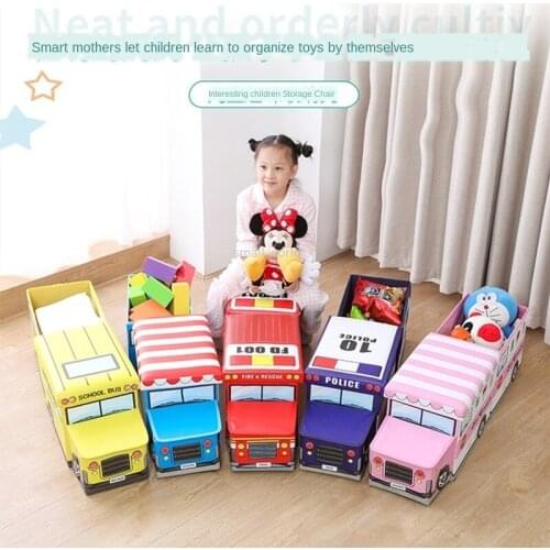 Childrens toy storage box organizer can sit on people cartoon storage box small train creative storage chest stool storage bins