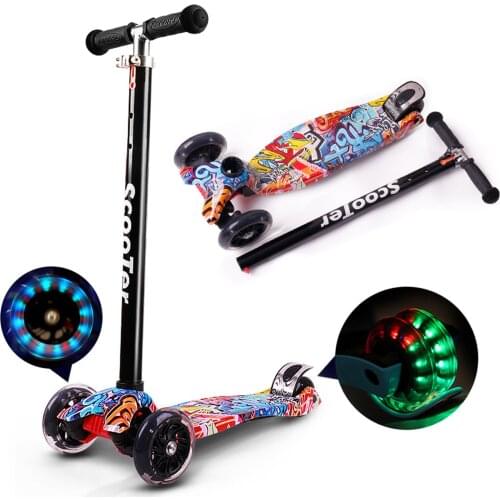 Kids Foldable Scooter 3 Light Up Wheels Kick Scooter for Toddlers 3-8 Year Adjustable Lightweight Scooter Boys Girls Scooter