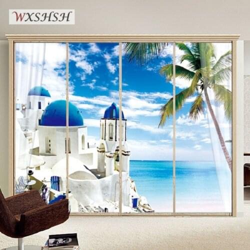 Electrostatic Glass Film Custom Size Privacy Protection Home Decoration European Style Landscape Removable Recyclable Tint-Film